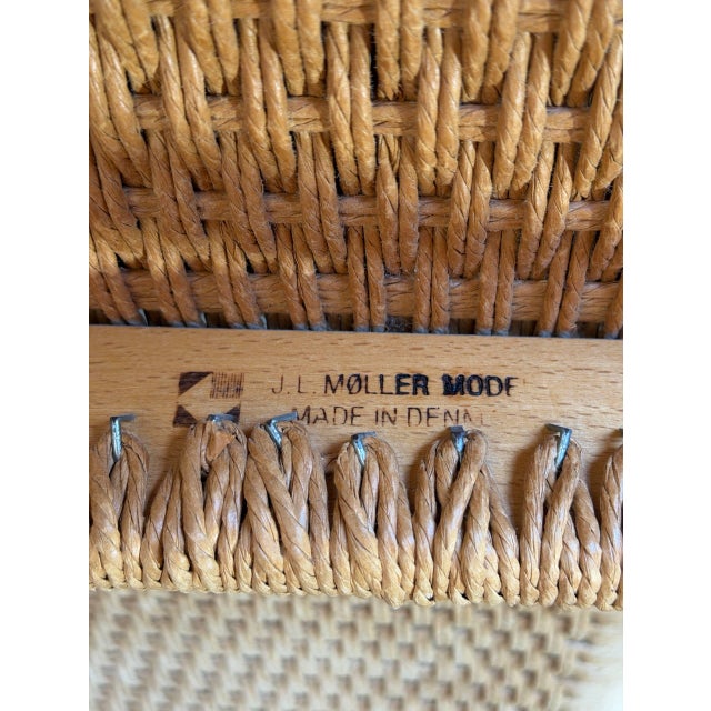 Brown j.l. Moller Oak Model 71 Dining Chairs Set of 6 Cord Seats Denmark 1960s For Sale - Image 8 of 11