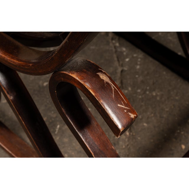 Antique Thonet-Style Bentwood Rocking Chair With With Upholstered Seating For Sale - Image 13 of 13