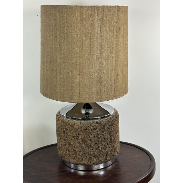 Wood Vintage Cork and Chrome Lamp, 1970s For Sale - Image 7 of 11