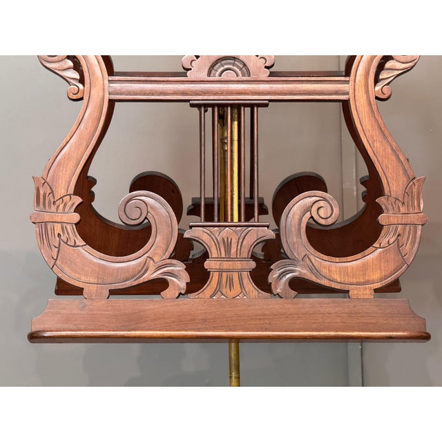 Mid 19th Century Mid 19th Century American Mahogany and Brass Lyre-Form Duet Stand For Sale - Image 5 of 10