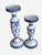 Large Ralph Lauren Pillar candle holders in the Mandarin Blue pattern. One still has the RL label on it and the other has...