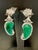 20 Ct Fine Emerald Cabochon & 4 Ct Rose Cut Diamond 18 Kt White Gold Earrings For Sale - Image 14 of 18
