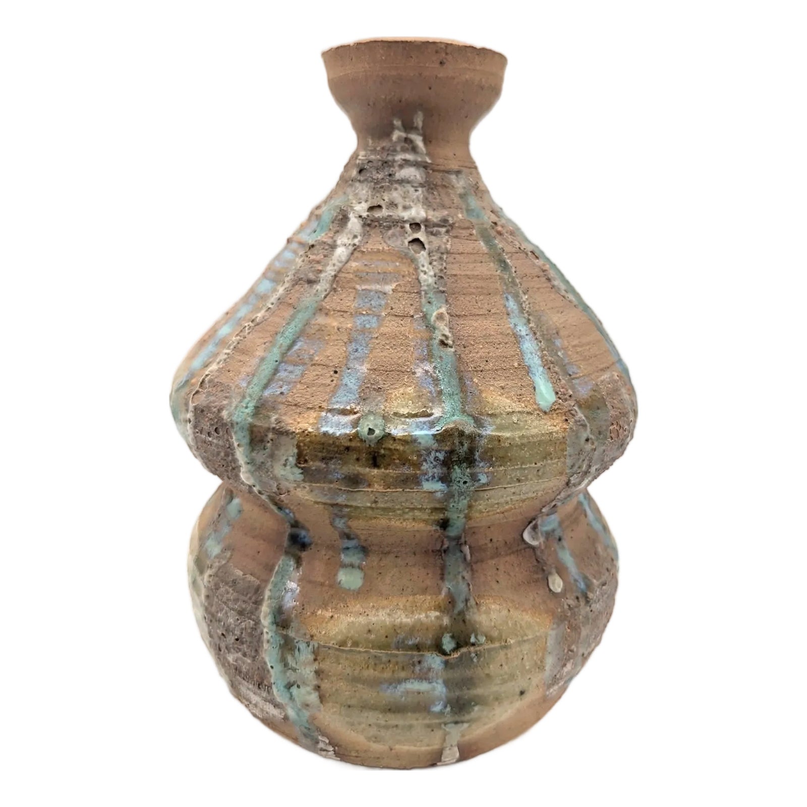 Mid 20th Century Drip-Glazed Raku Stoneware Vase | Chairish