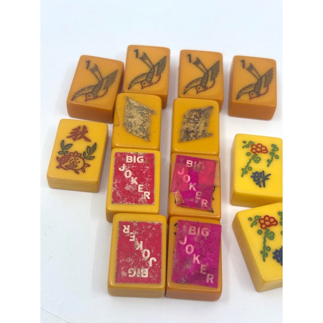 Vintage Bakelite Butterscotch Mahjong Tiles- A Set of 158 Pieces For Sale - Image 10 of 12