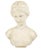 Italian Neoclassical Grand Tour Carved Marble Bust of a Young Woman. The figure is presented in an introspective pose, her...