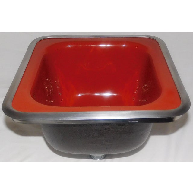 1980s 1983 Vintage Kohler Sequoia (Red) Cast Iron & Porcelain Kitchen Prep Sink For Sale - Image 5 of 13