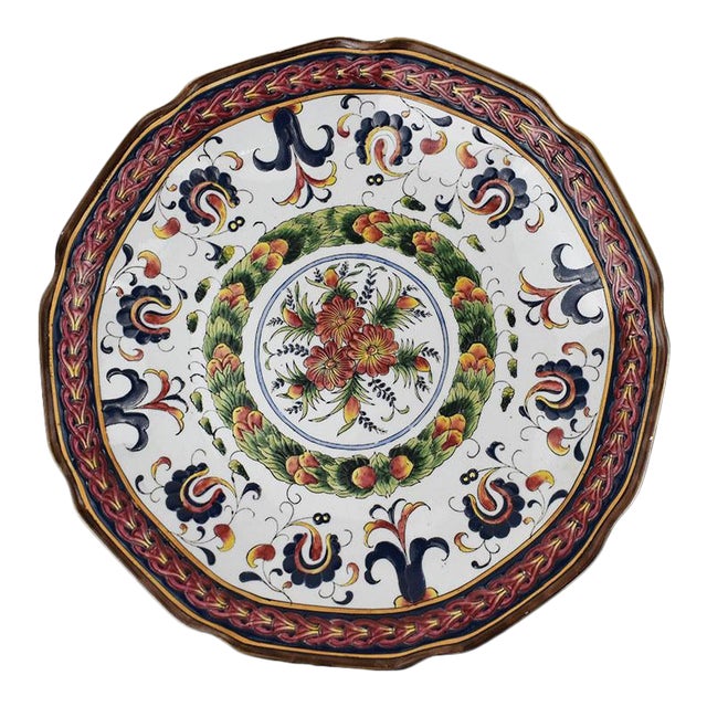 Decorative Round Ceramic Traditional Portuguese Style Platter For Sale