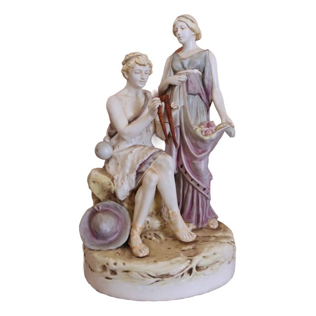 Stoneware Sculpture of Young Couple from Royal Dux For Sale