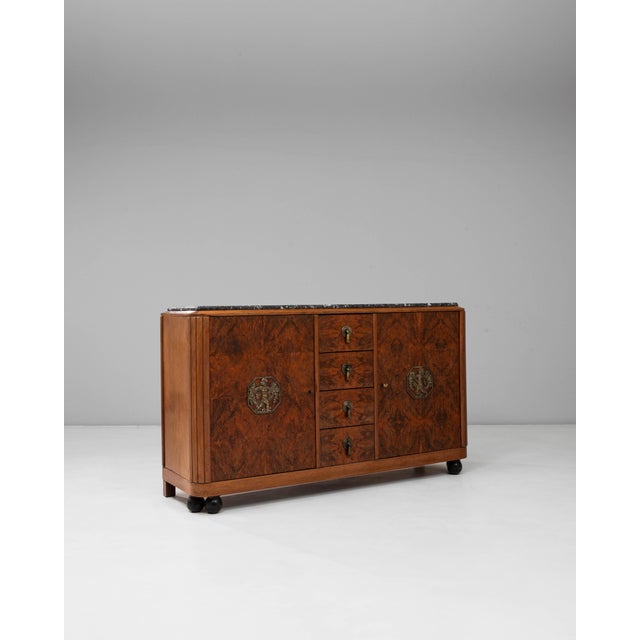 Art Deco 1920s Art Deco Wooden Sideboard with Marble Top For Sale - Image 3 of 18