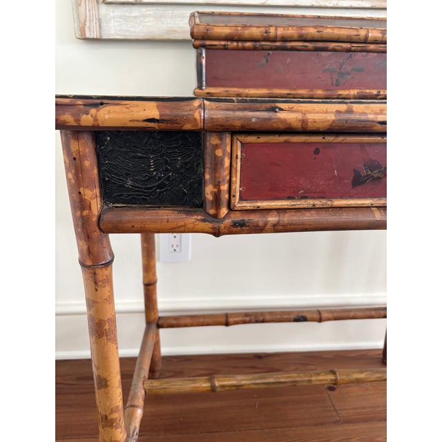 19th C. English Antique Bamboo Writing Desk For Sale - Image 15 of 15