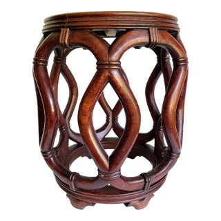 Mid 20th Century Chinese Asian Hardwood Carved Drum Stool For Sale