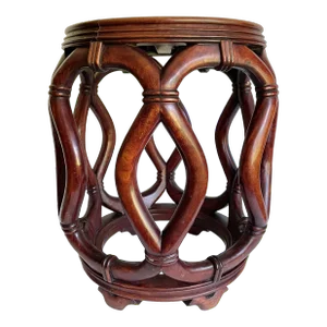 Mid 20th Century Chinese Asian Hardwood Carved Drum Stool