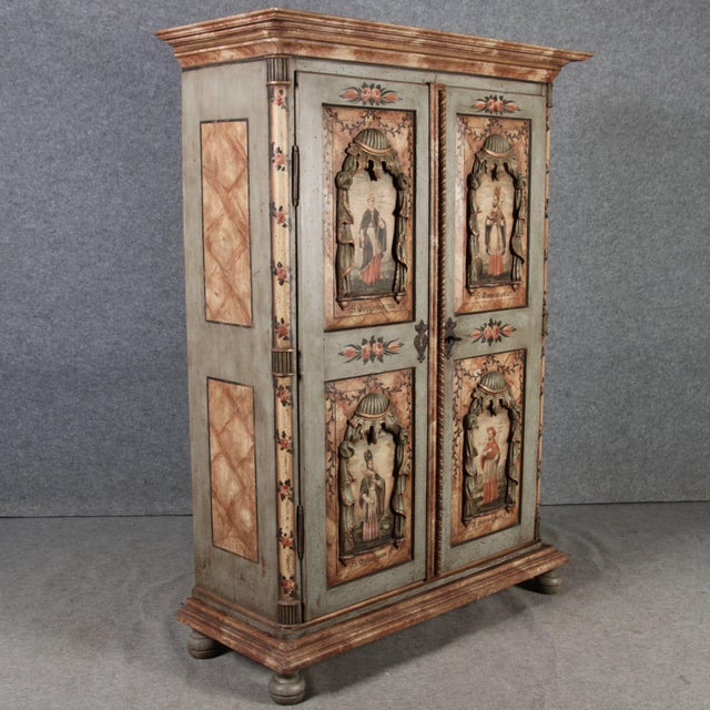 Antique Chamfered Baroque Votive Wood Cabinet, 1850 For Sale - Image 15 of 18