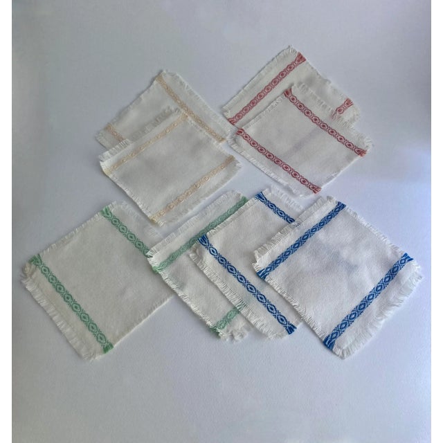 Mid-Century Modern Vintage Off White Woven Cocktail Napkins- Set of 8 For Sale - Image 3 of 13