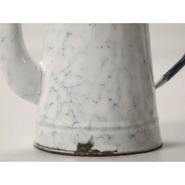 Metal Vintage Blue Enamelware Coffee Pot For Sale - Image 7 of 10