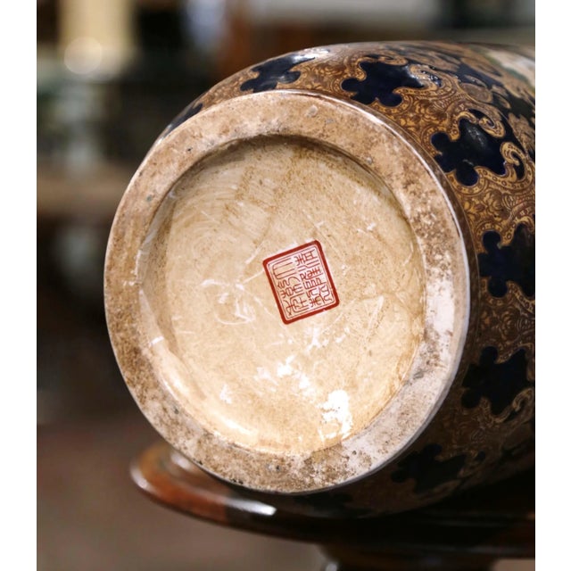 Mid-Century Chinese Famille Rose Porcelain Vase With Fox Hunt Scenes For Sale - Image 10 of 10