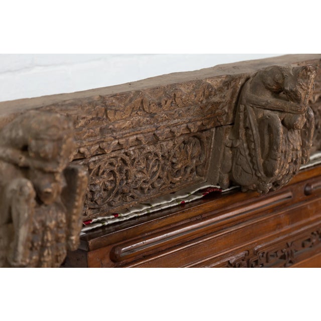 Mid 19th Century Indian Antique 19th Century Architectural Temple Molding with Carved Animals For Sale - Image 5 of 13