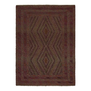 Rug & Kilim’s Mashwani Afghan Tribal Rug in Rust Tones With Geometric Patterns For Sale
