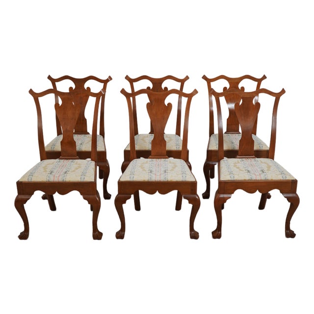 Set of 6 Bench Made Walnut Chippendale Dining Chairs For Sale