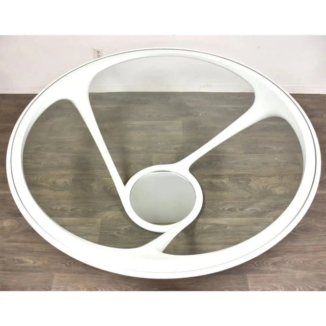 Modern Roche Bobois Round Glass & Steel Dining Table For Sale - Image 3 of 11