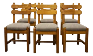 French Brutalist Chairs, Set of 6