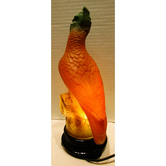 Orange Rare Original Tiffin Art Deco Glass Parrot Lamp Circa 1930s For Sale - Image 8 of 13