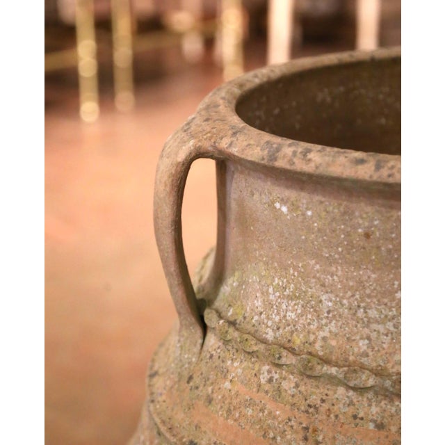 Italian 19th Century Italian Three-Handled Ribbed Terracotta Olive Jar For Sale - Image 3 of 10
