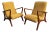 Set of Lounge Chairs with Dark Wood Frame and Yellow Bouclé Fabric, 2000s For Sale