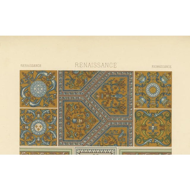 Renaissance ceiling designs – antique chromolithograph, pl. Lx this vibrant chromolithograph, plate lx from *l'ornement...