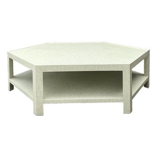 Vintage Thiabaut Hexagon Coffee Table in Windward Sisal Grey For Sale