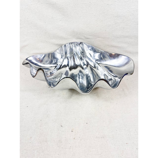 Beautiful vintage clamshell pewter bowl. Large size. Perfect to use for entertaining as a serving bowl. But would also...