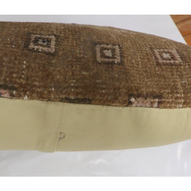Vintage Zabihi Collection Brown Turkish Rug Pillow For Sale - Image 4 of 4