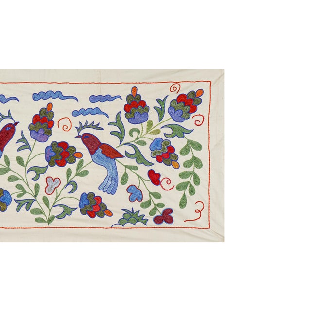 Mid-Century Modern Uzbek Suzani Animal Cotton Tablecloth - Wall Decor For Sale - Image 3 of 10