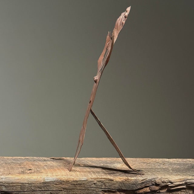 Metal Georges Liautaud (Haitian 1899-1991) Vintage Folk Art Vendor Woman Copper Sculpture, Signed For Sale - Image 7 of 8