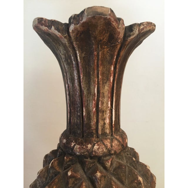 Neoclassical Vintage Large Thomas W. Morgan Silver Giltwood Pineapple Lamps - A Pair For Sale - Image 3 of 11