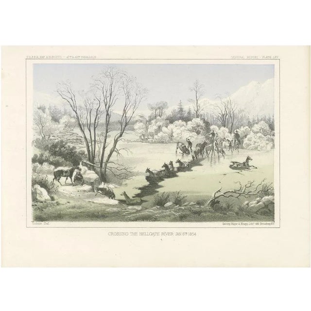 Gustavus Sohon, Crossing the Hellgate River in Winter, Montana, 1856, Lithograph For Sale - Image 6 of 6