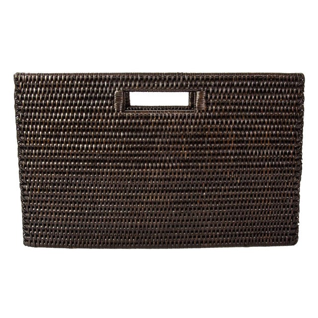 Artifacts Rattan Rectangular Magazine Holder in Tudor Black - 16" For Sale - Image 4 of 9