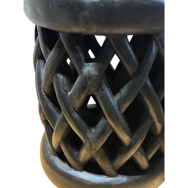 Wood Vintage Lg Tribal Nobility Bamileke Spider Stool/Table Cameroon 18" H For Sale - Image 7 of 8