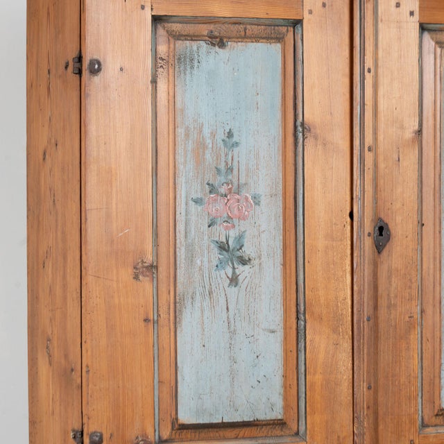 Wood Early 19th Century Swedish Pine Cabinet With Original Painted Floral Panels For Sale - Image 7 of 15