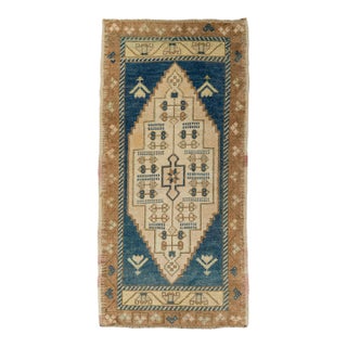Turkish Mini Rug Oriental Hand Knotted Vintage Rug 1'9" x 3'6" #21263 For Sale