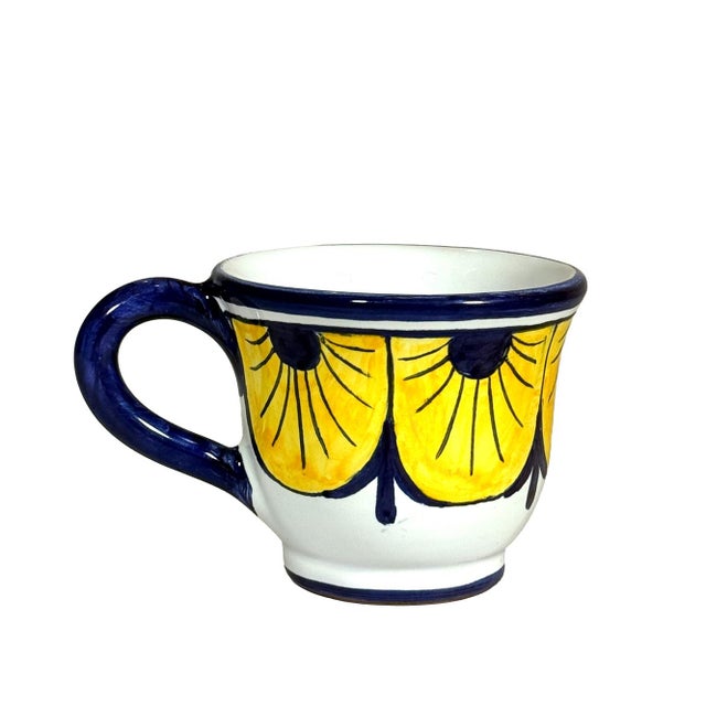 Italian Stratificata Espresso Cup & Saucer | Hand-Painted Italian Espresso Set From Deruta For Sale - Image 3 of 8