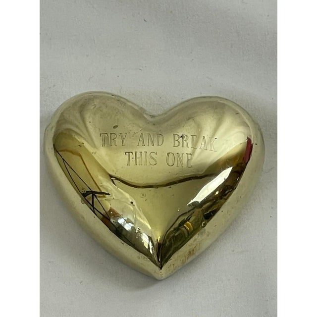 "Try and Break This One", Mid-Century Alexander Sheilds Brass Heart Paperweight For Sale - Image 11 of 16