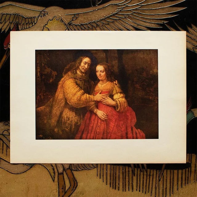 American 1954 After Rembrandt Van Rijn "The Bridal Couple", Vintage Full-Color Print For Sale - Image 3 of 8