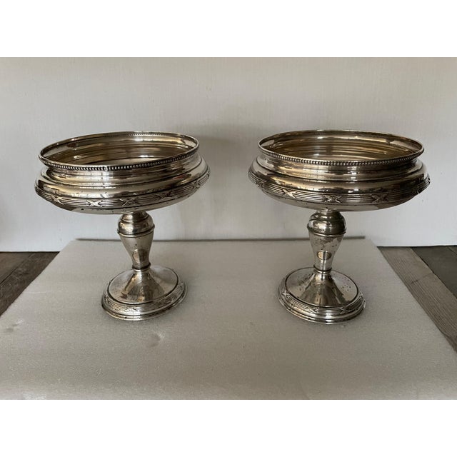 Antique Silver Metal Centerpieces, 1890s, Set of 2, in Good conditions. Designed 1890 to 1919