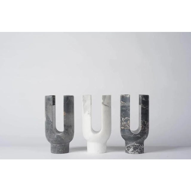 Stone Aquatico Marble Lyra Candleholder by Dan Yeffet For Sale - Image 7 of 8