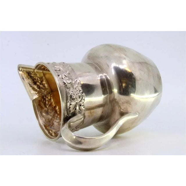 Silver Wine Jug with Reliefs and Applications of Leaves and Grapes For Sale - Image 3 of 6