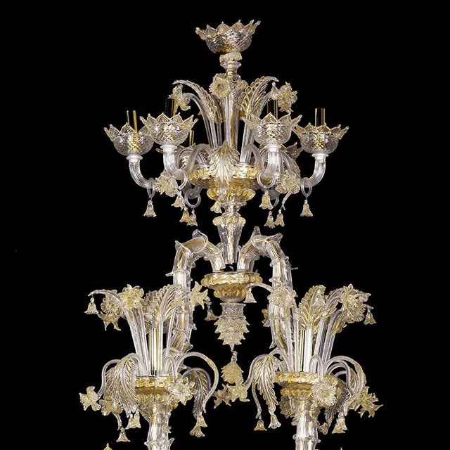 Rezzonico Chandelier in Crystal and Gold Murano Glass, 1950s For Sale - Image 6 of 8