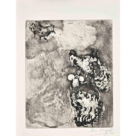 Etching on Montval paper, realized between 1927 and 1930. Table from "Les Fables de La Fontaine", published in 1952 in and...