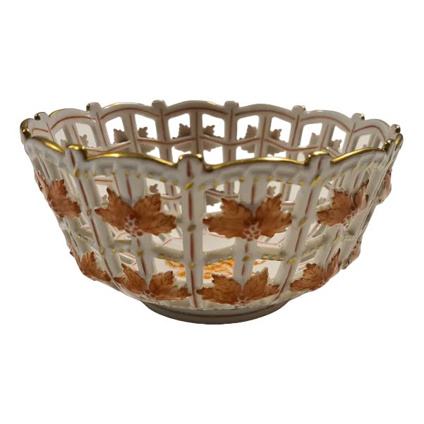 Porcelain Basket from Herend, Hungary, 1960s For Sale