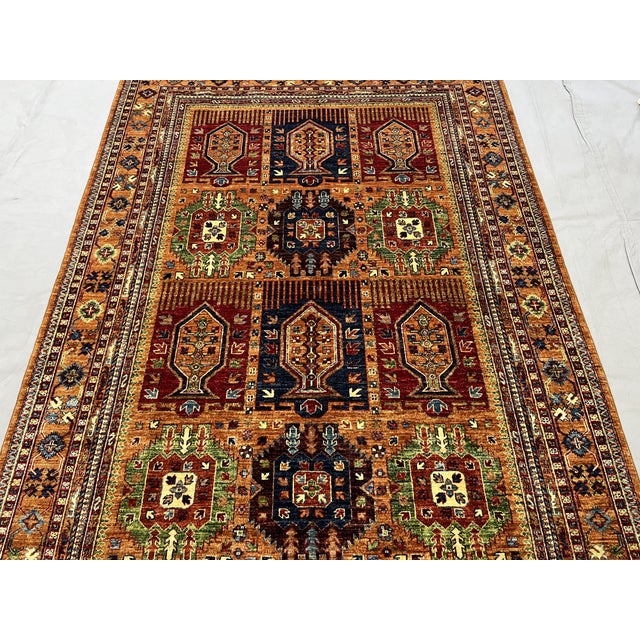 Rust Sultani Garden Panel Wool Rug, 5'10" X 8'1" For Sale - Image 4 of 13
